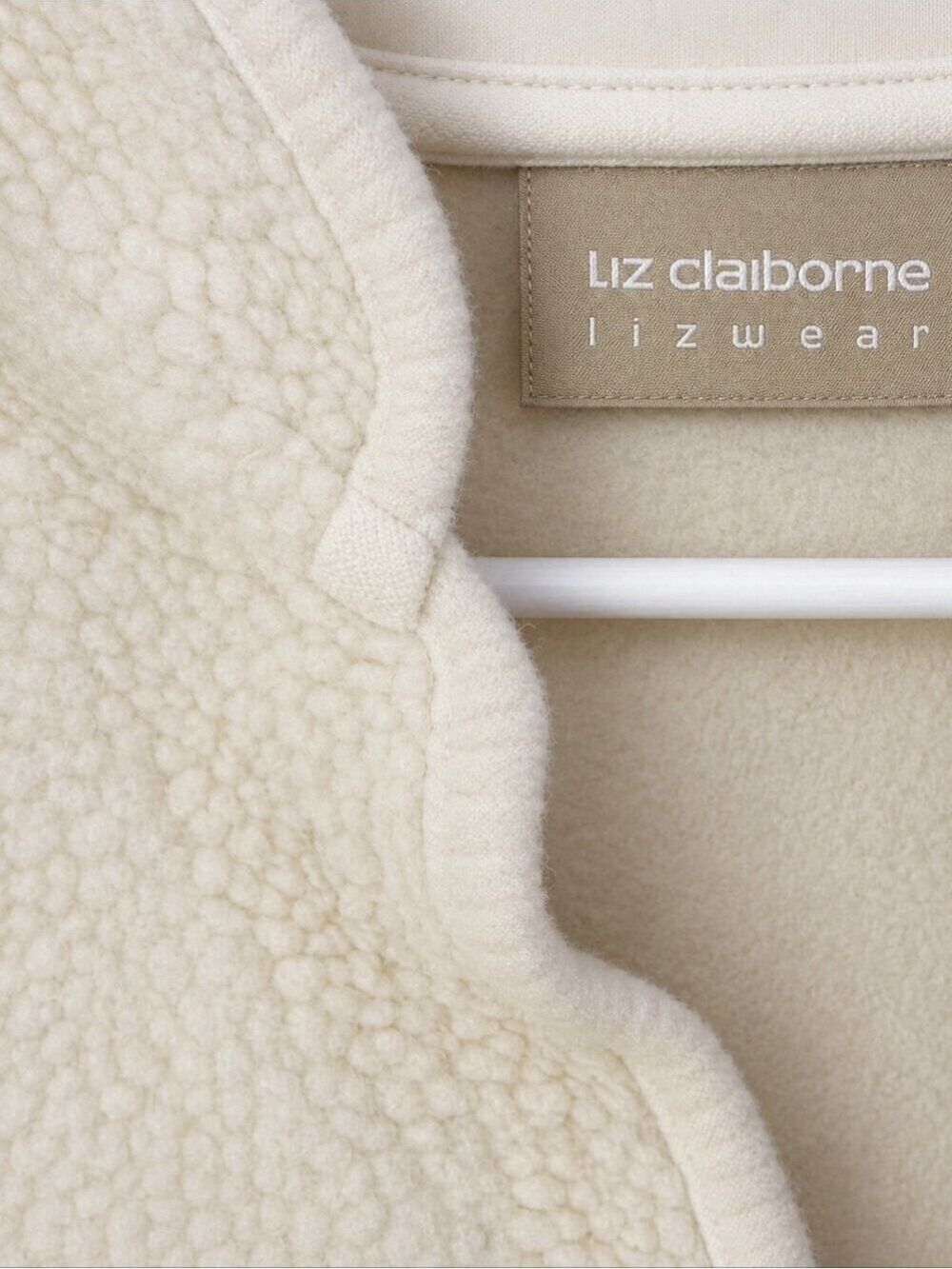 Liz Claiborne Cream Sherpa Jacket Large - Picture 2 of 7